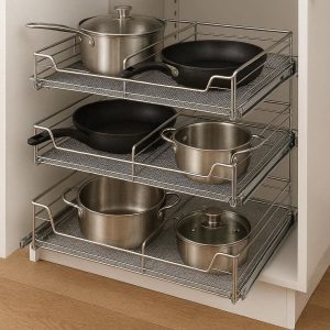 4 Tier Sliding Cabinet Basket Organizer for Pots and Pans