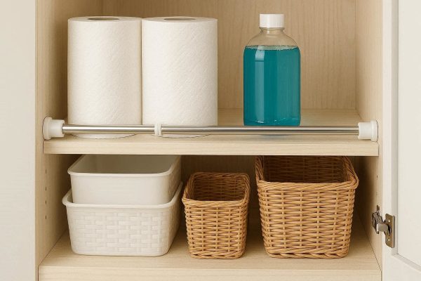 Adjustable Tension Shelf Rod for Cabinet Organization Divider