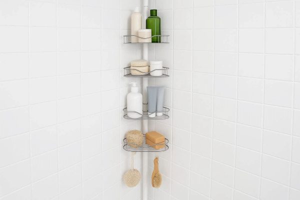 Corner Shower Caddy Tension Pole Shelf 5 Tier Organizer