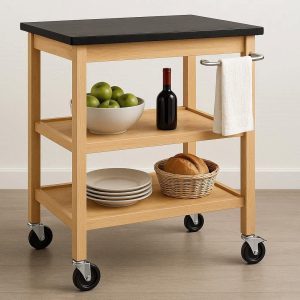 3 Tier Rolling Kitchen Cart Island with Locking Wheels and Towel Rack