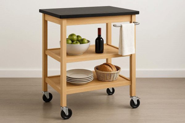 3 Tier Rolling Kitchen Cart Island with Locking Wheels and Towel Rack