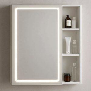 Medicine Cabinet Mirror with LED Lights and Storage Shelves