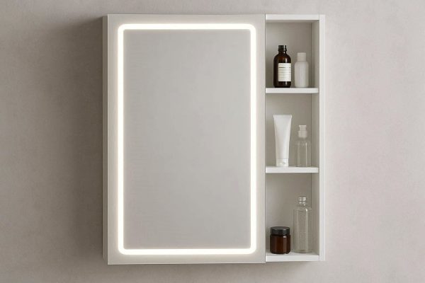 Medicine Cabinet Mirror with LED Lights and Storage Shelves