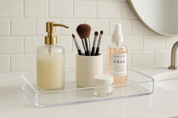 Acrylic Bathroom Countertop Organizer Tray for Vanity