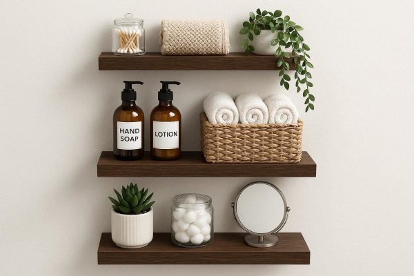 Wall Mounted Floating Shelves Set of 3 for Bathroom Decor