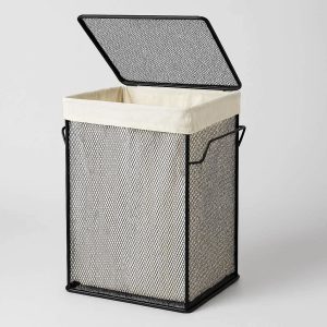 Large Capacity Mesh Laundry Hamper with Lid and Removable Liner