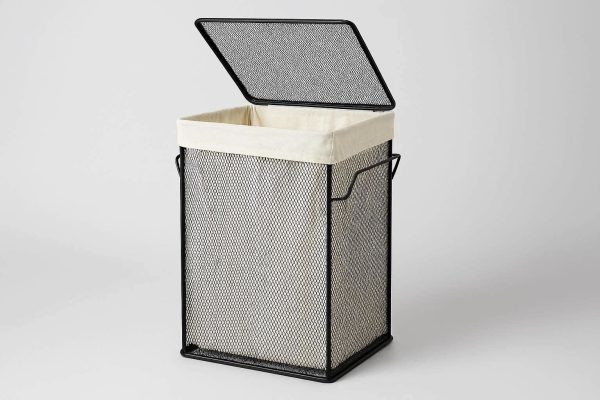 Large Capacity Mesh Laundry Hamper with Lid and Removable Liner