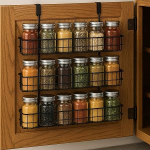 Over The Cabinet Door Spice Rack Organizer Holds 20 Jars