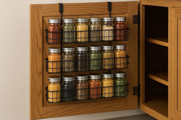 Over The Cabinet Door Spice Rack Organizer Holds 20 Jars