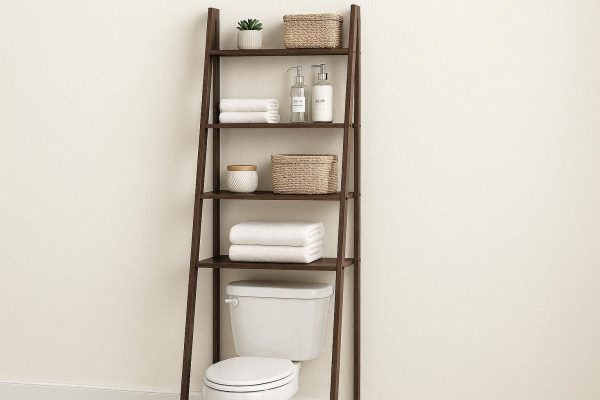 Over The Toilet Ladder Shelf 5 Tier Freestanding Organizer