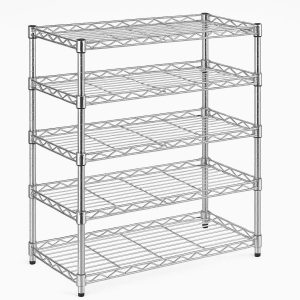 Adjustable Pantry Cabinet Shelf Organizer Chrome Wire 5 Tier