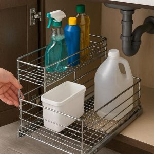 Pull Out Under Sink Cabinet Organizer Slide Out Basket Tray