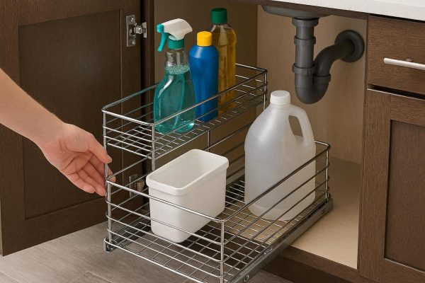 Pull Out Under Sink Cabinet Organizer Slide Out Basket Tray