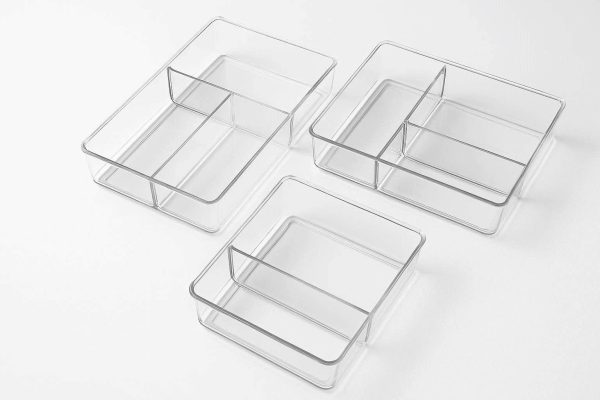 Stackable Clear Plastic Kitchen Drawer Organizer Dividers Set